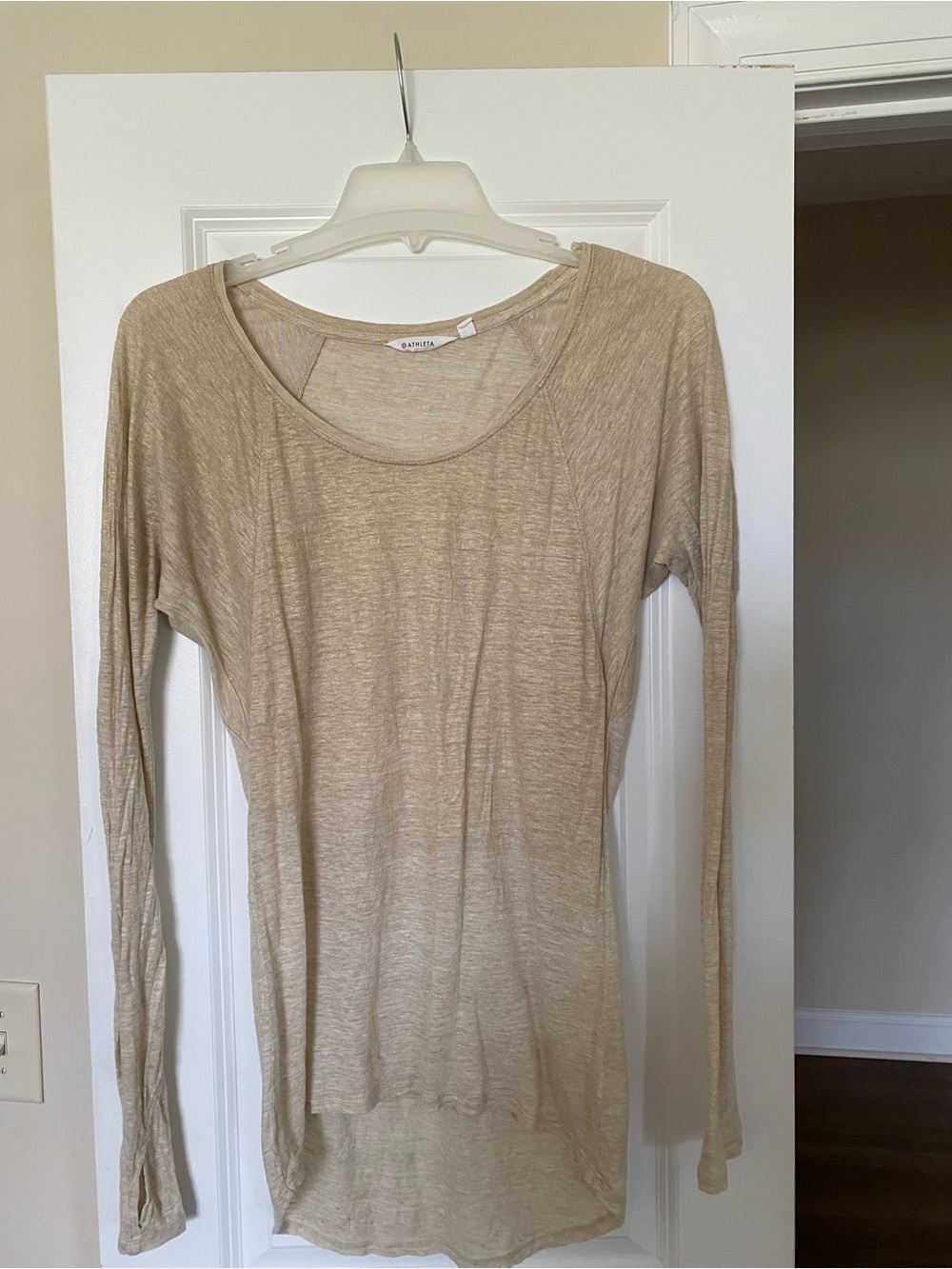 Athleta Lightweight Long Sleeve Scoop Neck Top - Beige